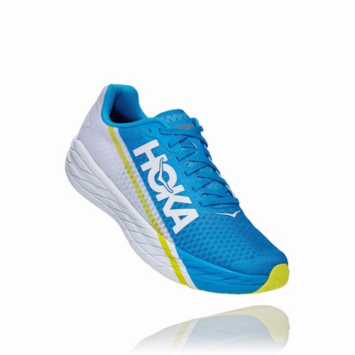 Hoka One One ROCKET X Road Running Shoes For Men India Blue/White IN-5832